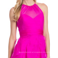 Organza Ruffle Saia Halter Evening Gown